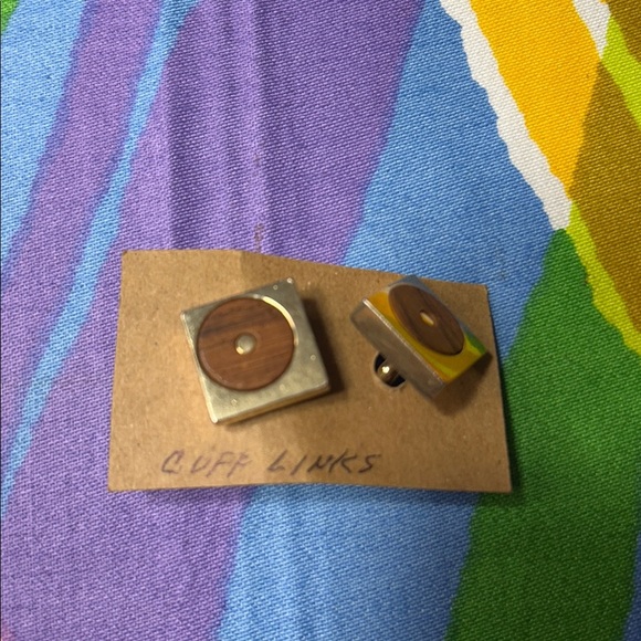 Brown wood gold Square Cufflinks - Picture 11 of 12